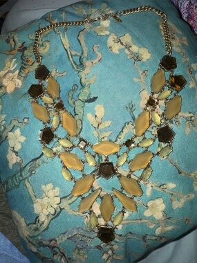 Bauble Bar Statement Golden Yellow Gem Bib Necklace V Shape